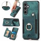 For Samsung Galaxy S23 FE 5G Retro Skin-feel Ring multi-card Wallet Phone Case(Green) - 1