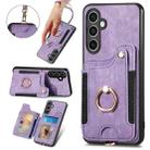 For Samsung Galaxy S23 FE 5G Retro Skin-feel Ring Multi-card Wallet Phone Case(Purple) - 1