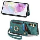 For Samsung Galaxy A35 Retro Skin-feel Ring Multi-card Wallet Phone Case(Green) - 2