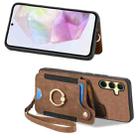 For Samsung Galaxy A35 Retro Skin-feel Ring Multi-card Wallet Phone Case(Brown) - 2