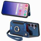 For Samsung Galaxy S25 5G Retro Skin-feel Ring Multi-card Wallet Phone Case(Blue) - 2