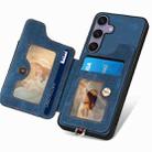 For Samsung Galaxy S25 5G Retro Skin-feel Ring Multi-card Wallet Phone Case(Blue) - 3