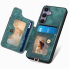 For Samsung Galaxy S25 5G Retro Skin-feel Ring Multi-card Wallet Phone Case(Green) - 3