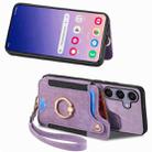 For Samsung Galaxy S25 5G Retro Skin-feel Ring Multi-card Wallet Phone Case(Purple) - 2