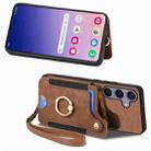 For Samsung Galaxy S25 5G Retro Skin-feel Ring Multi-card Wallet Phone Case(Brown) - 2