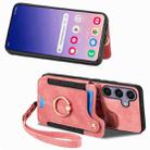For Samsung Galaxy S25+ 5G Retro Skin-feel Ring Multi-card Wallet Phone Case(Pink) - 2