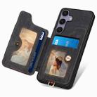 For Samsung Galaxy S25+ 5G Retro Skin-feel Ring Multi-card Wallet Phone Case(Black) - 3