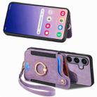 For Samsung Galaxy S25+ 5G Retro Skin-feel Ring Multi-card Wallet Phone Case(Purple) - 2