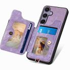 For Samsung Galaxy S25+ 5G Retro Skin-feel Ring Multi-card Wallet Phone Case(Purple) - 3