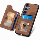 For Samsung Galaxy S25+ 5G Retro Skin-feel Ring Multi-card Wallet Phone Case(Brown) - 3