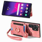 For Samsung Galaxy S25 Ultra 5G Retro Skin-feel Ring Multi-card Wallet Phone Case(Pink) - 2