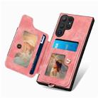 For Samsung Galaxy S25 Ultra 5G Retro Skin-feel Ring Multi-card Wallet Phone Case(Pink) - 3