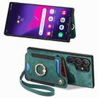 For Samsung Galaxy S25 Ultra 5G Retro Skin-feel Ring Multi-card Wallet Phone Case(Green) - 2