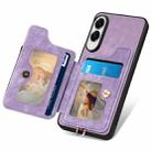 For Samsung Galaxy S25 Edge 5G Retro Skin-feel Ring Multi-card Wallet Phone Case(Purple) - 3
