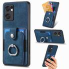 For OPPO Find X5 Lite Retro Skin-feel Ring Multi-card Wallet Phone Case(Blue) - 1