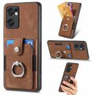 For OPPO Find X5 Lite Retro Skin-feel Ring Multi-card Wallet Phone Case(Brown) - 1