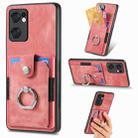 For OPPO Find X5 Lite Retro Skin-feel Ring Multi-card Wallet Phone Case(Pink) - 1