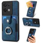 For OPPO Reno8  Retro Skin-feel Ring Multi-card Wallet Phone Case(Blue) - 1