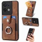 For OPPO Reno8  Retro Skin-feel Ring Multi-card Wallet Phone Case(Brown) - 1