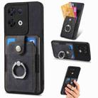 For OPPO Reno8  Retro Skin-feel Ring Multi-card Wallet Phone Case(Black) - 1