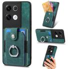 For OPPO Reno8 Pro+ Retro Skin-feel Ring Multi-card Wallet Phone Case(Green) - 1