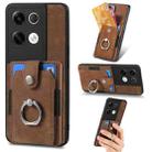 For OPPO Reno8 Pro+ Retro Skin-feel Ring Multi-card Wallet Phone Case(Brown) - 1