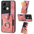 For OPPO Reno8 Pro+ Retro Skin-feel Ring Multi-card Wallet Phone Case(Pink) - 1