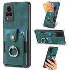 For vivo V21 5G Retro Skin-feel Ring Multi-card Wallet Phone Case(Green) - 1