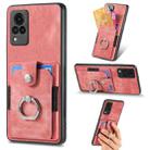 For vivo V21 5G Retro Skin-feel Ring Multi-card Wallet Phone Case(Pink) - 1