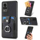 For vivo V21 5G Retro Skin-feel Ring Multi-card Wallet Phone Case(Black) - 1