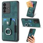 For vivo V23 5G Retro Skin-feel Ring Multi-card Wallet Phone Case(Green) - 1