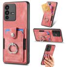 For vivo V23 5G Retro Skin-feel Ring Multi-card Wallet Phone Case(Pink) - 1