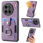 For vivo X90 Pro+ Retro Skin-feel Ring Multi-card Wallet Phone Case(Purple) - 1