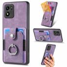 For vivo Y01 Retro Skin-feel Ring Multi-card Wallet Phone Case(Purple) - 1