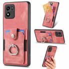 For vivo Y01 Retro Skin-feel Ring Multi-card Wallet Phone Case(Pink) - 1