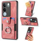 For vivo S17 Pro Retro Skin-feel Ring Card Wallet Phone Case(Pink) - 1