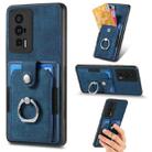 For Xiaomi Poco F5 Pro Retro Skin-feel Ring Card Wallet Phone Case(Blue) - 1