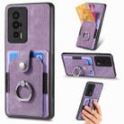 For Xiaomi Poco F5 Pro Retro Skin-feel Ring Card Wallet Phone Case(Purple) - 1