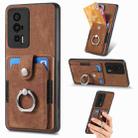 For Xiaomi Poco F5 Pro Retro Skin-feel Ring Card Wallet Phone Case(Brown) - 1