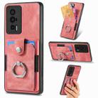 For Xiaomi Poco F5 Pro Retro Skin-feel Ring Card Wallet Phone Case(Pink) - 1