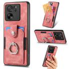 For Xiaomi 13T / 13T Pro Retro Skin-feel Ring Card Wallet Phone Case(Pink) - 1