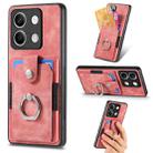 For Xiaomi Redmi Note 13 Retro Skin-feel Ring Card Wallet Phone Case(Pink) - 1