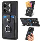 For Xiaomi Redmi Note 13 Retro Skin-feel Ring Card Wallet Phone Case(Black) - 1