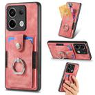 For Xiaomi Redmi Note 13 Pro Retro Skin-feel Ring Card Wallet Phone Case(Pink) - 1