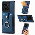 For Xiaomi 14 Retro Skin-feel Ring Card Wallet Phone Case(Blue) - 1