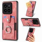 For Xiaomi 14 Retro Skin-feel Ring Card Wallet Phone Case(Pink) - 1