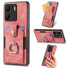 For Xiaomi Redmi 13C Retro Skin-feel Ring Card Wallet Phone Case(Pink) - 1