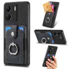 For Xiaomi Redmi 13C Retro Skin-feel Ring Card Wallet Phone Case(Black) - 1