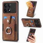 For Xiaomi Poco X6 Pro Retro Skin-feel Ring Card Wallet Phone Case(Brown) - 1