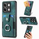 For Xiaomi Redmi Note 13 4G Retro Skin-feel Ring Card Wallet Phone Case(Green) - 1